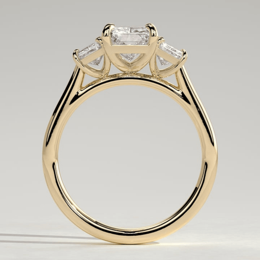 2.5 CT Classic Radiant Moissanite Three Stone Claw Trilogy Engagement Ring - Kazara Diam