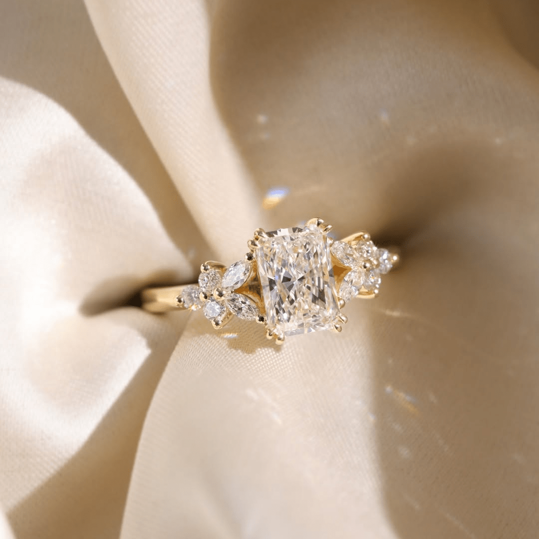 2.5 CT Radiant Cut Moissanite Unique Engagement Wedding Anniversary Ring - Kazara Diam