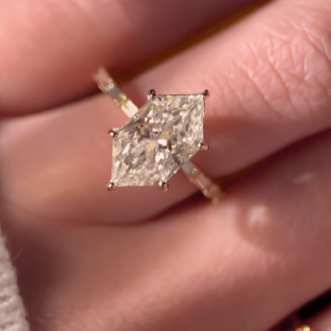 3 CT Dutch Marquise Cut Moissanite Engagement Ring in 18K Gold Plated - Kazara Diam