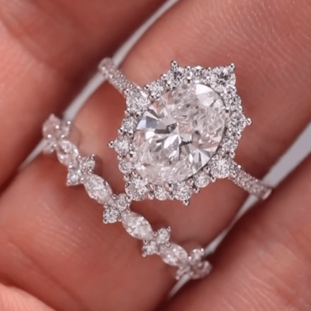 3.5 CT Oval Cut Moissanite Engagement Bridal Wedding Anniversary Set - Kazara Diam