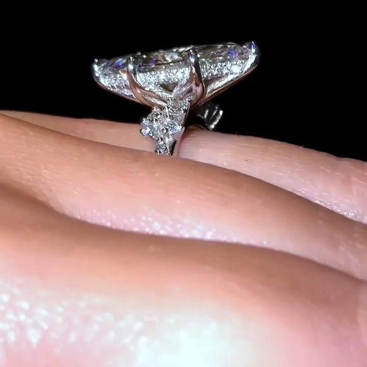 4 CT Marquise Cut Moissanite Hidden Halo Engagement Wedding Anniversary Ring - Kazara Diam