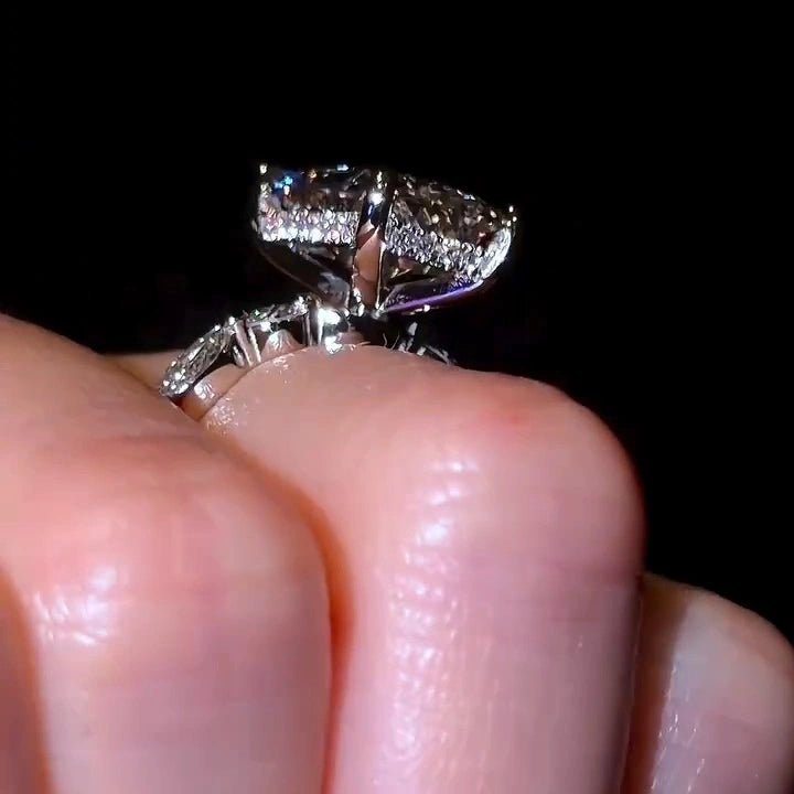 4 CT Radiant Cut Hidden Halo Unqiue Pave Moissanite Wedding Engagement Ring - Kazara Diam