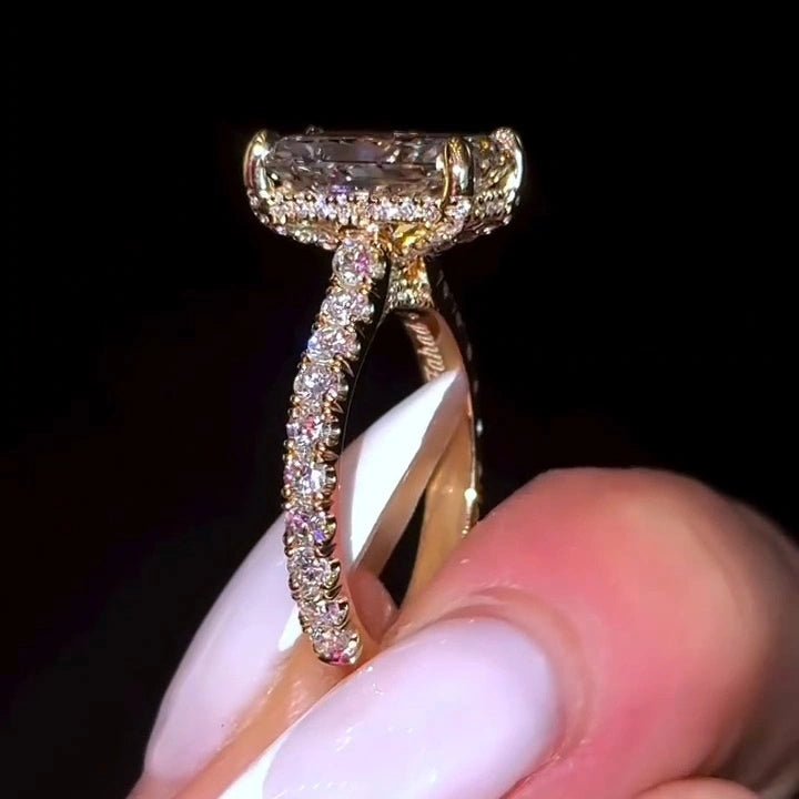 4 CT Radiant Cut Moissanite Tulip Setting Engagement Wedding Ring - Kazara Diam