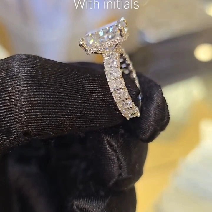 4 CT Radiant Cut Pave Moissanite Engagement Wedding Anniversary Promise Ring - Kazara Diam