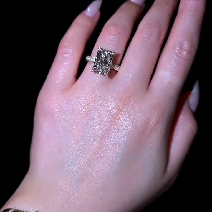 5 CT Radiant Cut Hidden Halo Moissanite Engagement Wedding Promise Ring - Kazara Diam