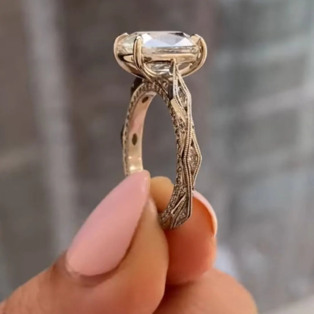 Eternal Cushion Rose Cut 3.50 Carat Moissanite Unique Wedding Anniversary Engagement Ring - Kazara Diam
