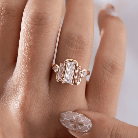 1.2 CT Baguette Cut Moissanite Engagement Ring, Timeless Classic Design - Kazara Diam