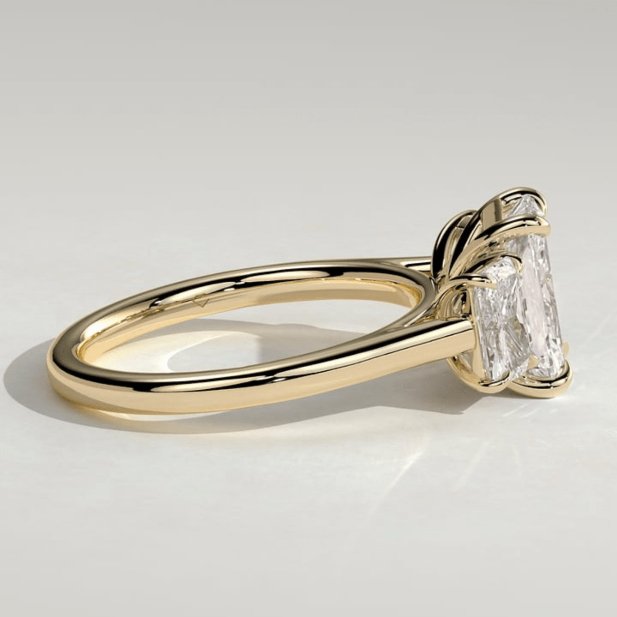 2.5 CT Classic Radiant Moissanite Three Stone Claw Trilogy Engagement Ring - Kazara Diam