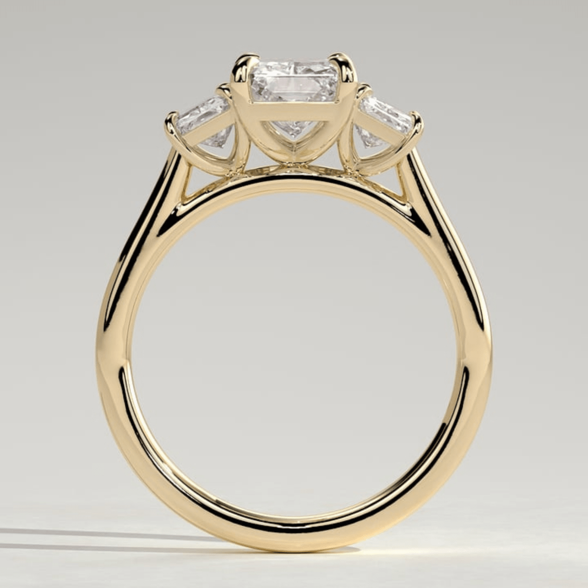 2.5 CT Classic Radiant Moissanite Three Stone Claw Trilogy Engagement Ring - Kazara Diam