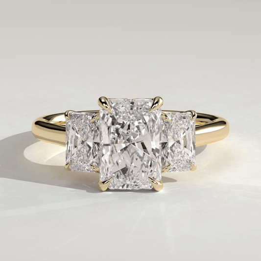 2.5 CT Classic Radiant Moissanite Three Stone Claw Trilogy Engagement Ring - Kazara Diam