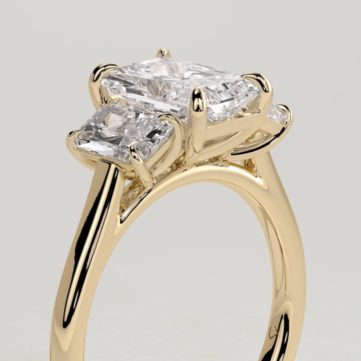 2.5 CT Classic Radiant Moissanite Three Stone Claw Trilogy Engagement Ring - Kazara Diam