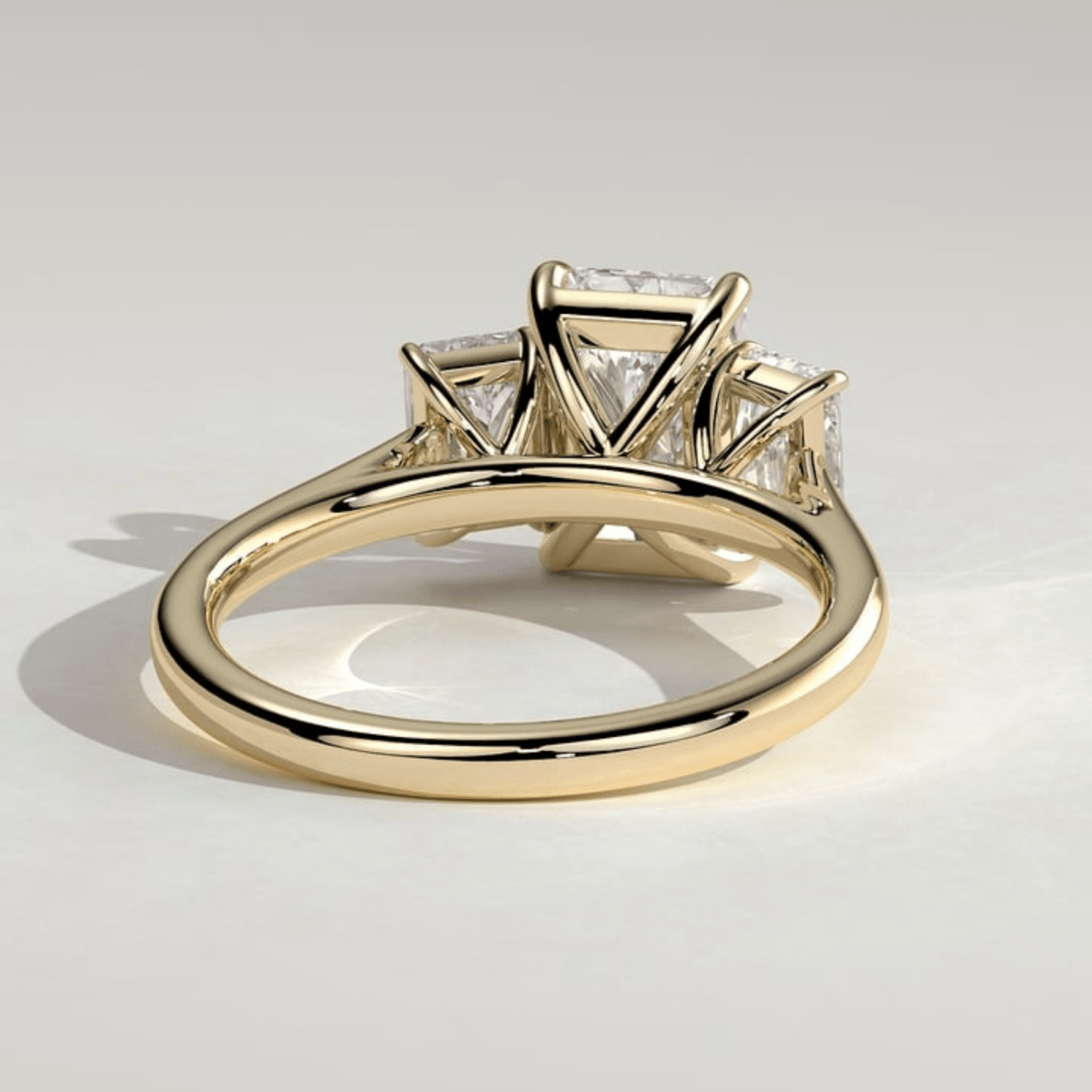 2.5 CT Classic Radiant Moissanite Three Stone Claw Trilogy Engagement Ring - Kazara Diam