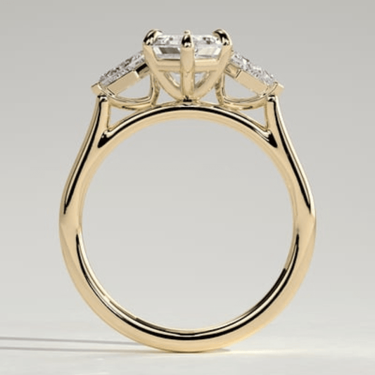 2.5 CT Dutch Hexagon 6 Claw Trilogy with Kite Side Stones Moissanite Engagement Ring - Kazara Diam