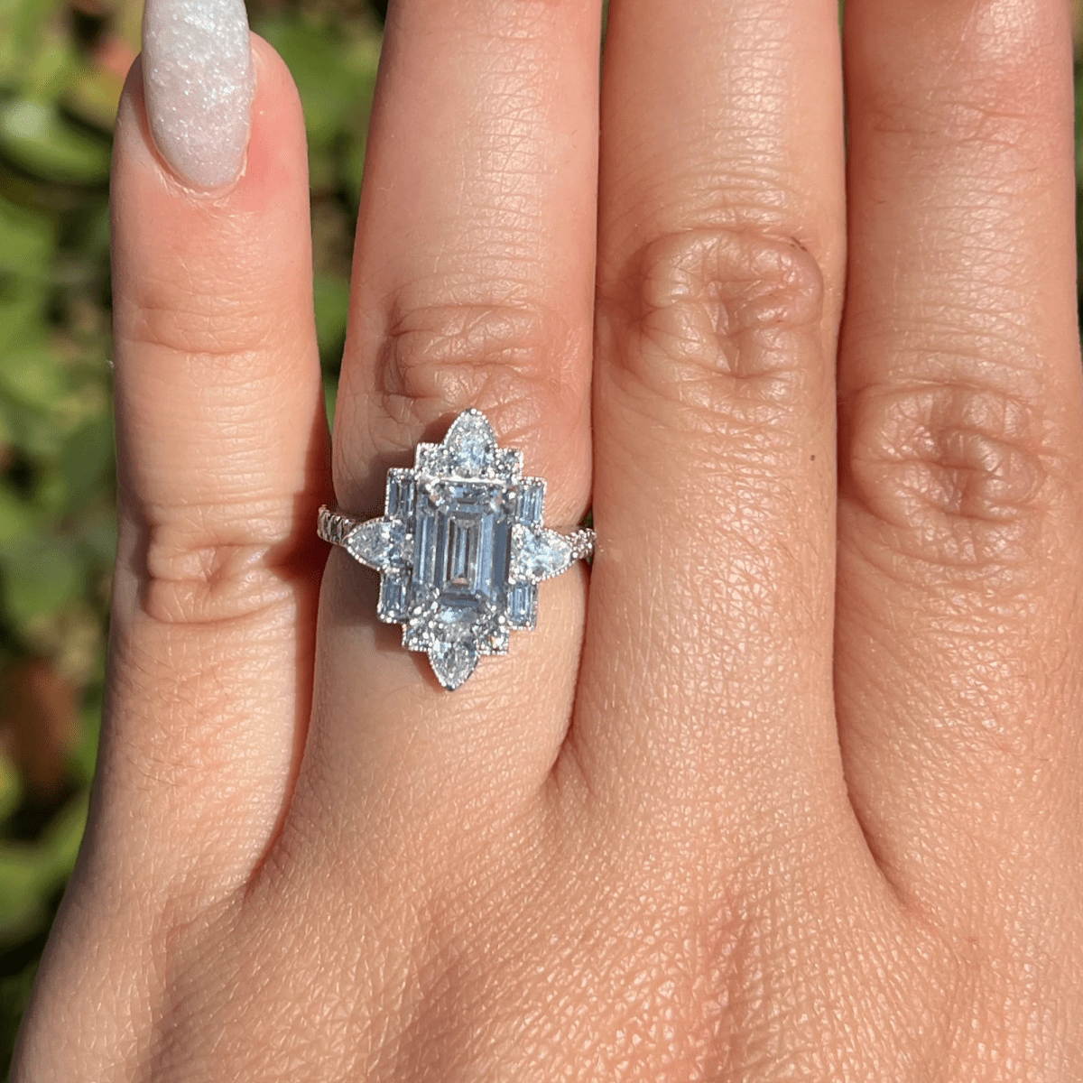 2.5 CT Emerald Cut Moissanite Unique Engagement Wedding Promise Ring - Kazara Diam