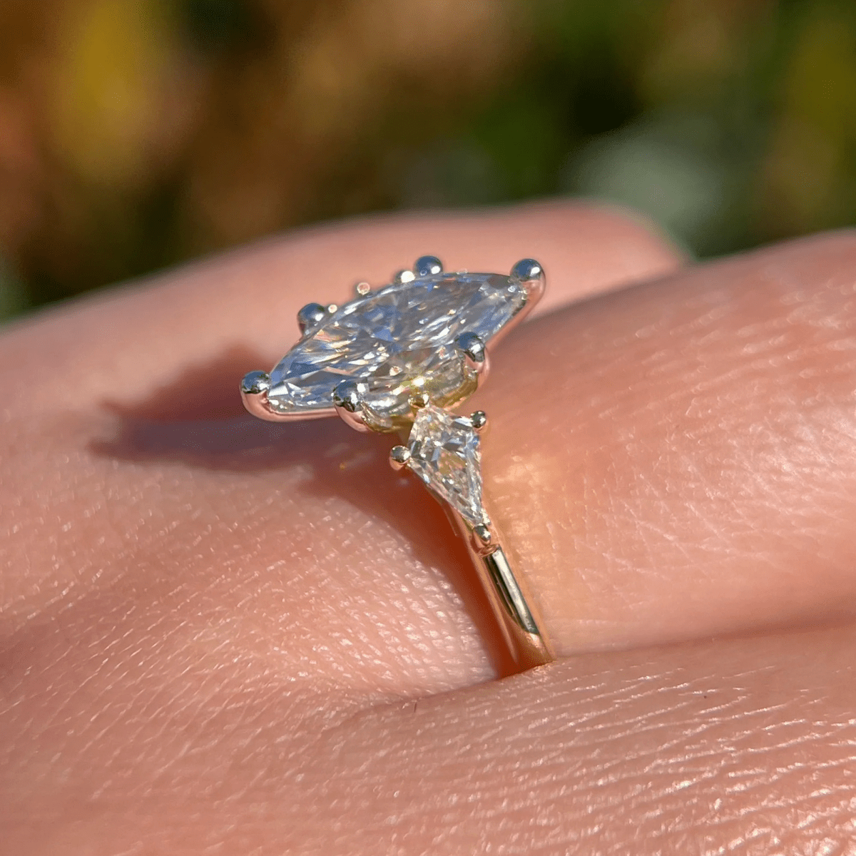 2.5 CT Heirloom Marquise Moissanite Engagement Ring with Elegant Side Accents - Kazara Diam