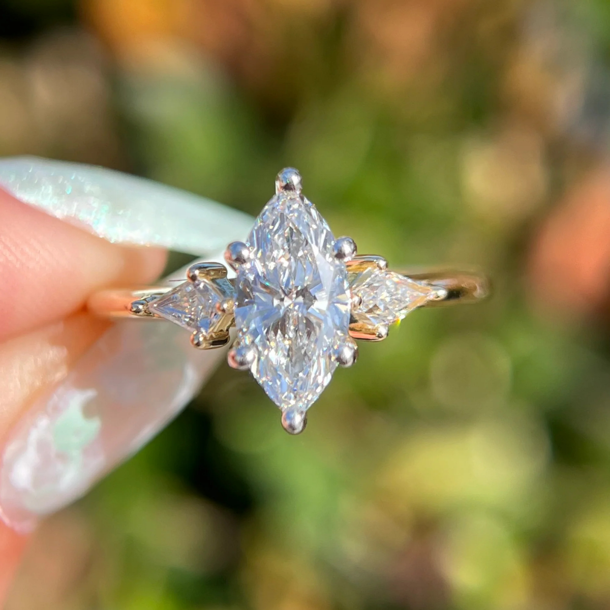 2.5 CT Heirloom Marquise Moissanite Engagement Ring with Elegant Side Accents - Kazara Diam