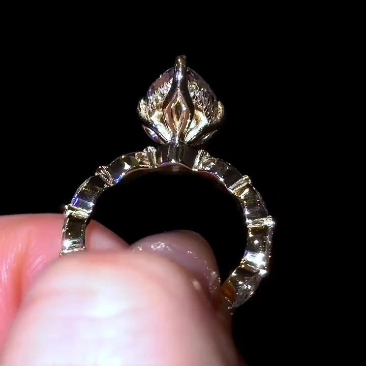 2.5 CT Marquise Cut Hidden Halo Moissanite Engagement Wedding Anniversary Ring - Kazara Diam