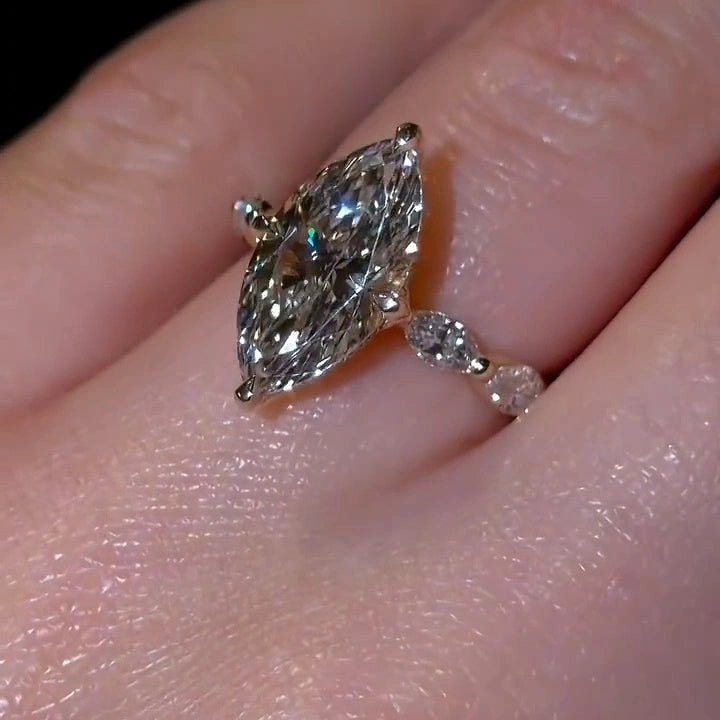 2.5 CT Marquise Cut Hidden Halo Moissanite Engagement Wedding Anniversary Ring - Kazara Diam