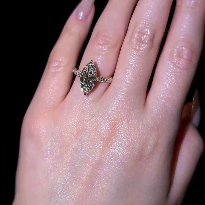 2.5 CT Marquise Cut Hidden Halo Moissanite Engagement Wedding Anniversary Ring - Kazara Diam
