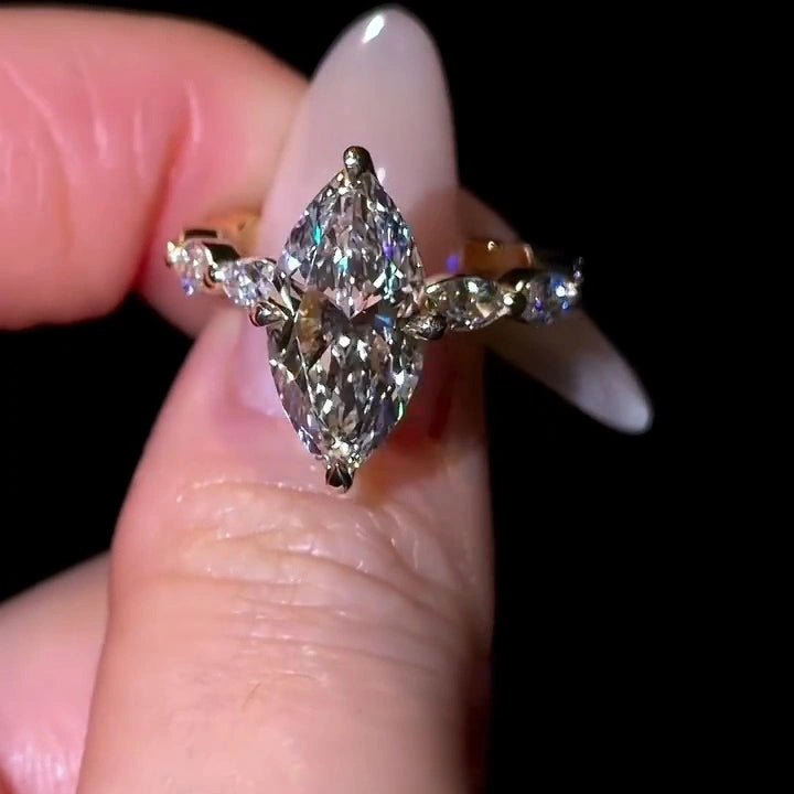 2.5 CT Marquise Cut Hidden Halo Moissanite Engagement Wedding Anniversary Ring - Kazara Diam