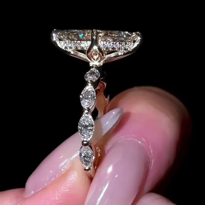 2.5 CT Marquise Cut Hidden Halo Moissanite Engagement Wedding Anniversary Ring - Kazara Diam