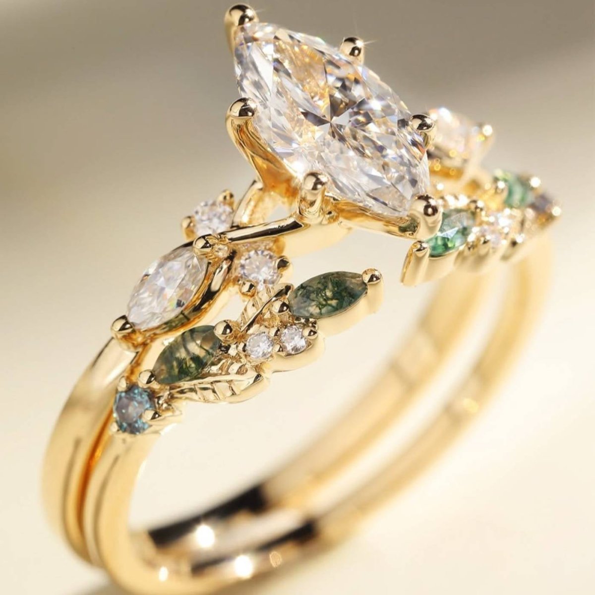2.5 CT Marquise Cut Moissanite Bridal Engagement Wedding Anniversary Ring Set - Kazara Diam