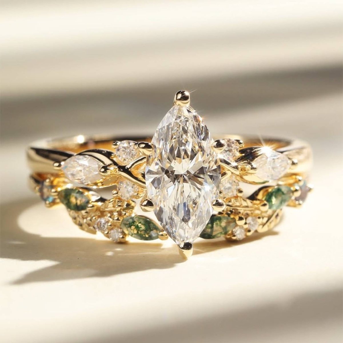 2.5 CT Marquise Cut Moissanite Bridal Engagement Wedding Anniversary Ring Set - Kazara Diam