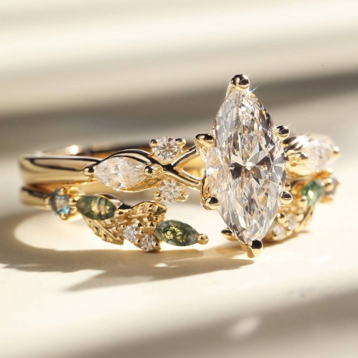 2.5 CT Marquise Cut Moissanite Bridal Engagement Wedding Anniversary Ring Set - Kazara Diam