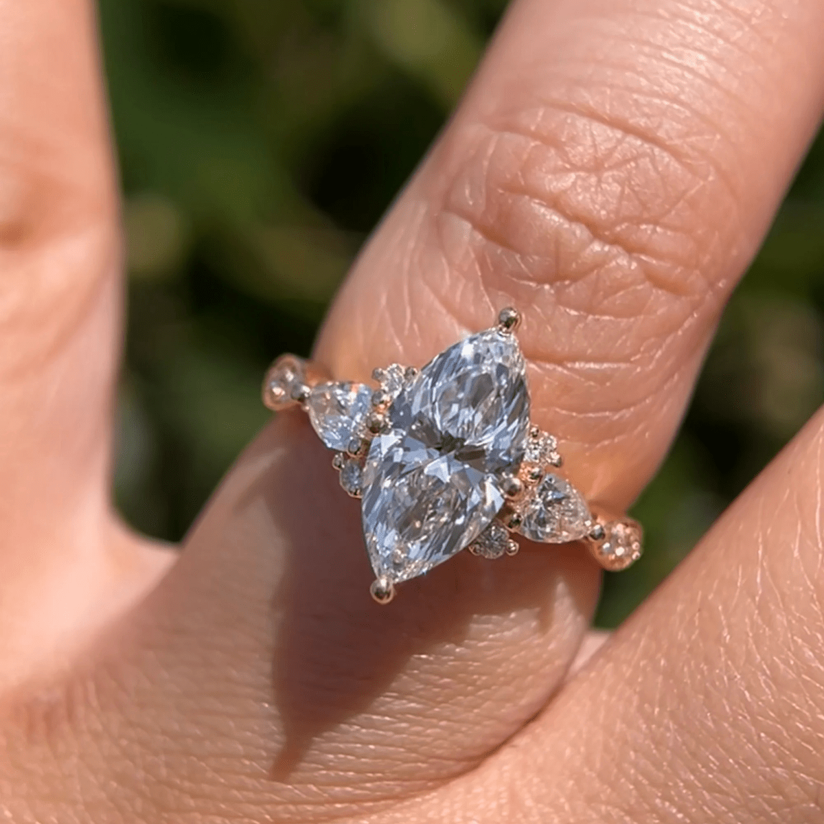 2.5 CT Marquise Cut Moissanite Three Stone Unique Engagement Ring - Kazara Diam