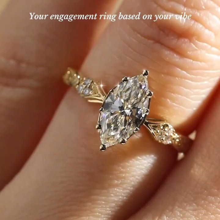 2.5 CT Marquise Cut Moissanite Three Stone Vintage Engagement Ring - Kazara Diam