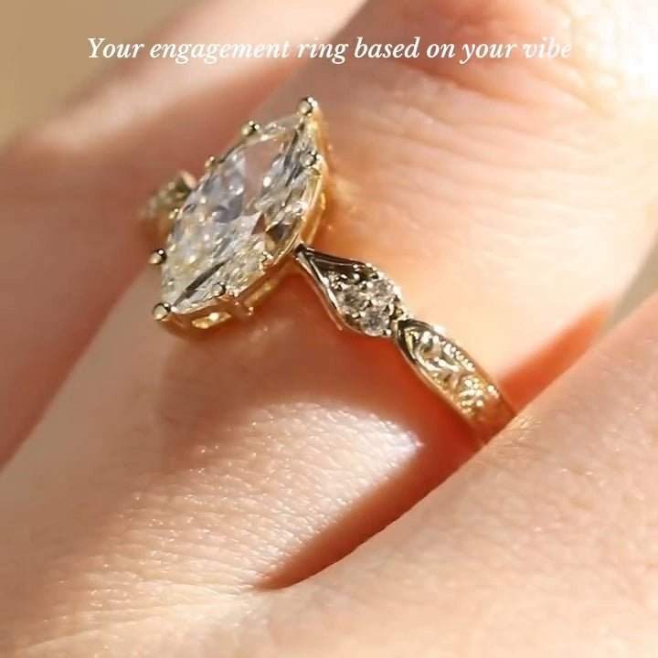 2.5 CT Marquise Cut Moissanite Three Stone Vintage Engagement Ring - Kazara Diam