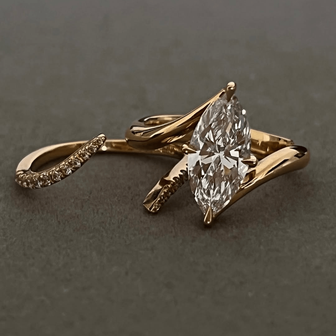 2.5 CT Marquise Cut Moissante Bridal Wedding Anniversary Engagement Ring Set - Kazara Diam