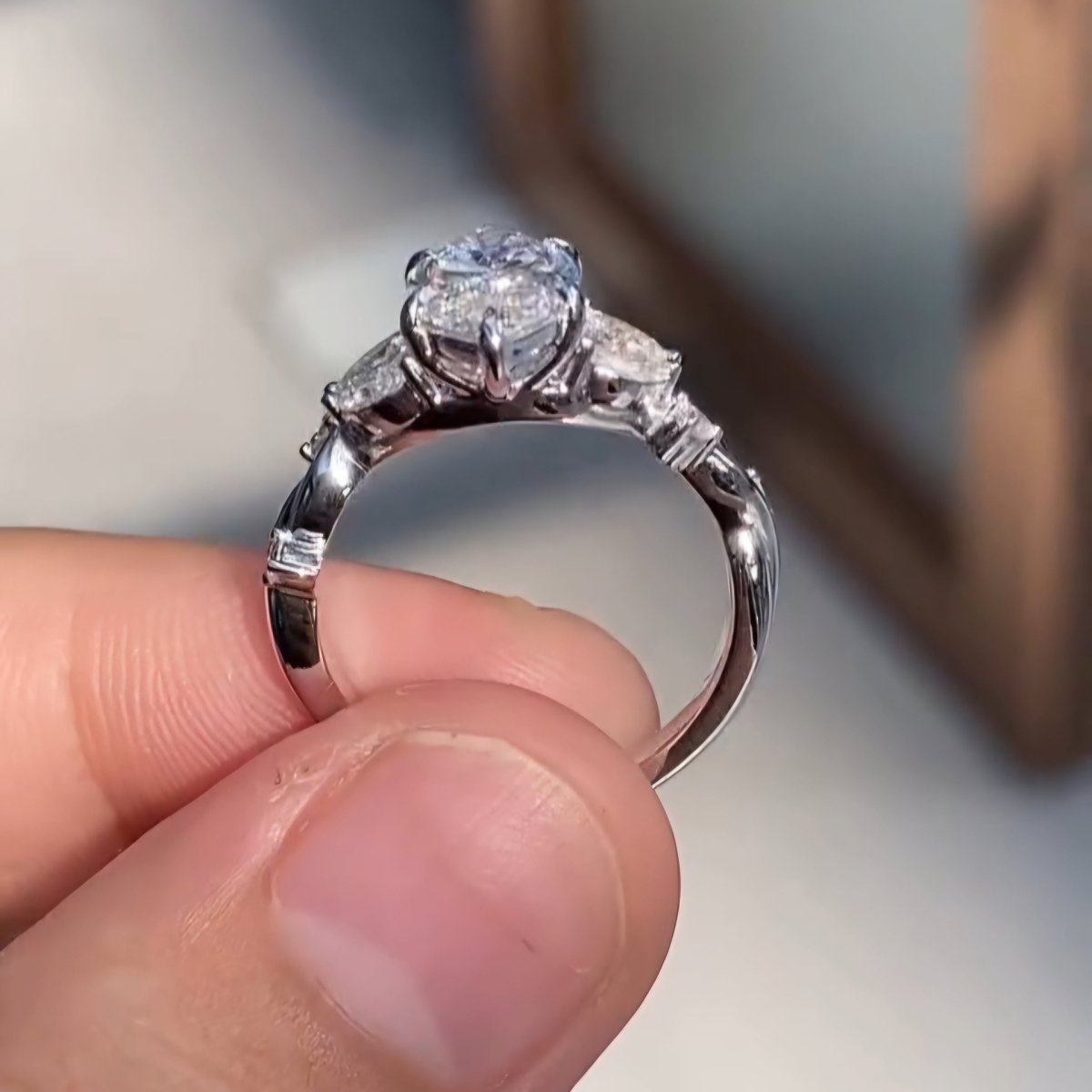 2.5 CT Marquise Cut Twisted Moissanite Engagement Wedding Anniversary Ring - Kazara Diam