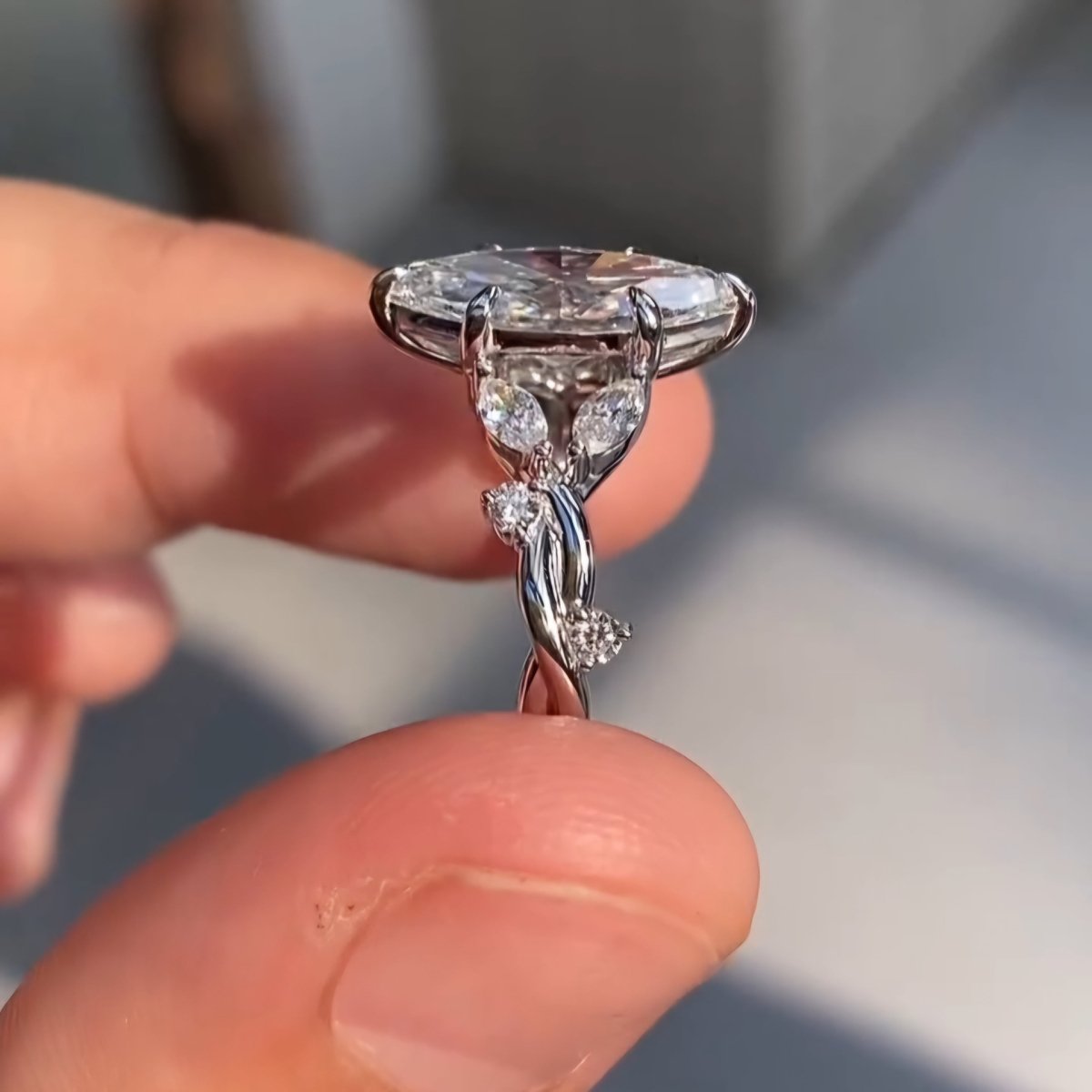 2.5 CT Marquise Cut Twisted Moissanite Engagement Wedding Anniversary Ring - Kazara Diam