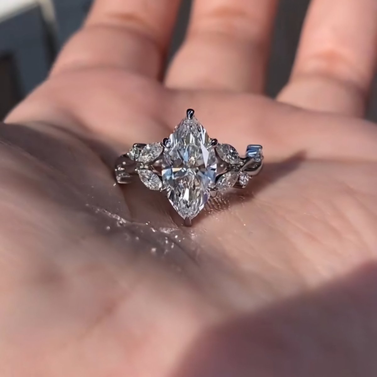 2.5 CT Marquise Cut Twisted Moissanite Engagement Wedding Anniversary Ring - Kazara Diam