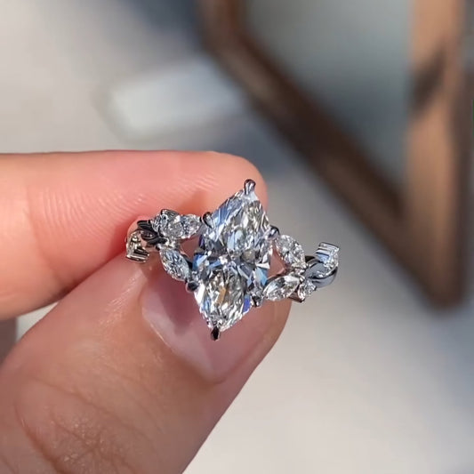 2.5 CT Marquise Cut Twisted Moissanite Engagement Wedding Anniversary Ring - Kazara Diam