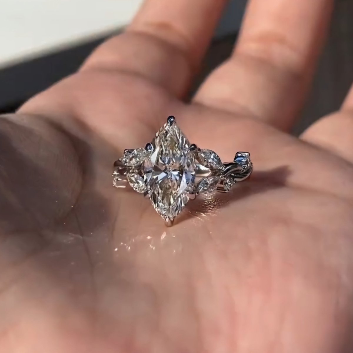 2.5 CT Marquise Cut Twisted Moissanite Engagement Wedding Anniversary Ring - Kazara Diam