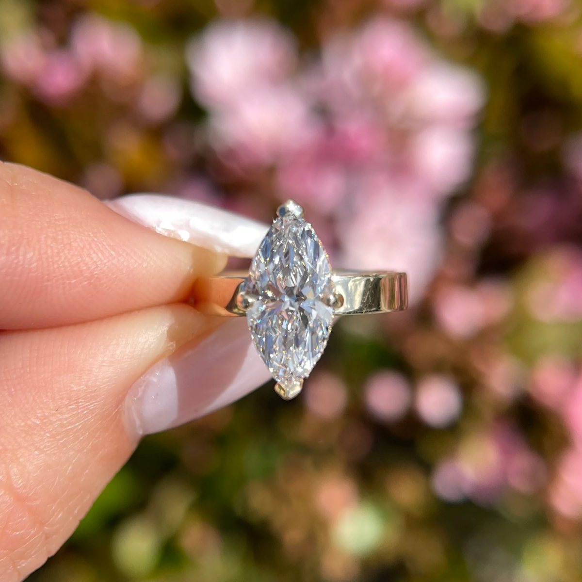 2.5 CT Marquise Moissanite 3 MM Band Engagement Wedding Anniversary Ring - Kazara Diam
