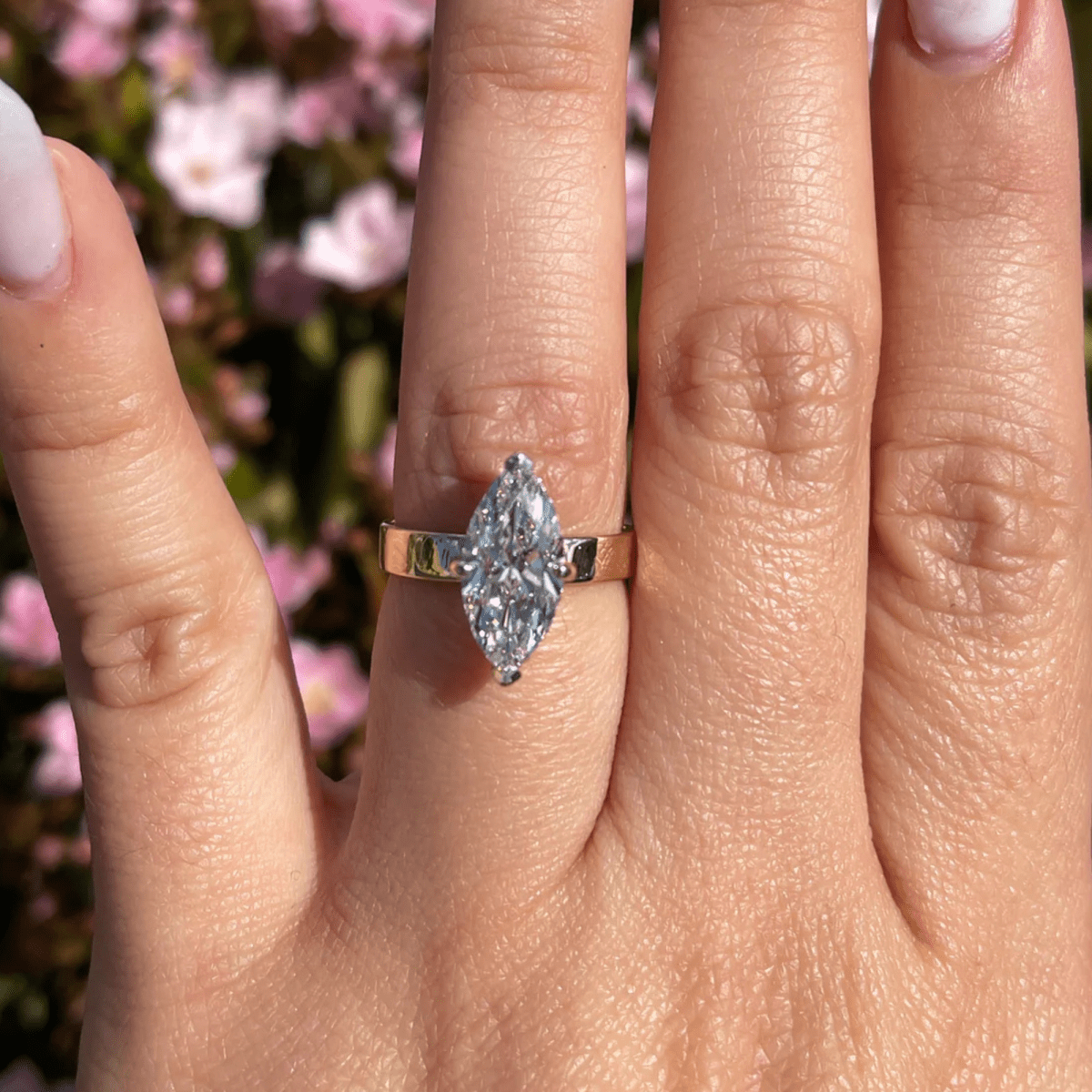 2.5 CT Marquise Moissanite 3 MM Band Engagement Wedding Anniversary Ring - Kazara Diam