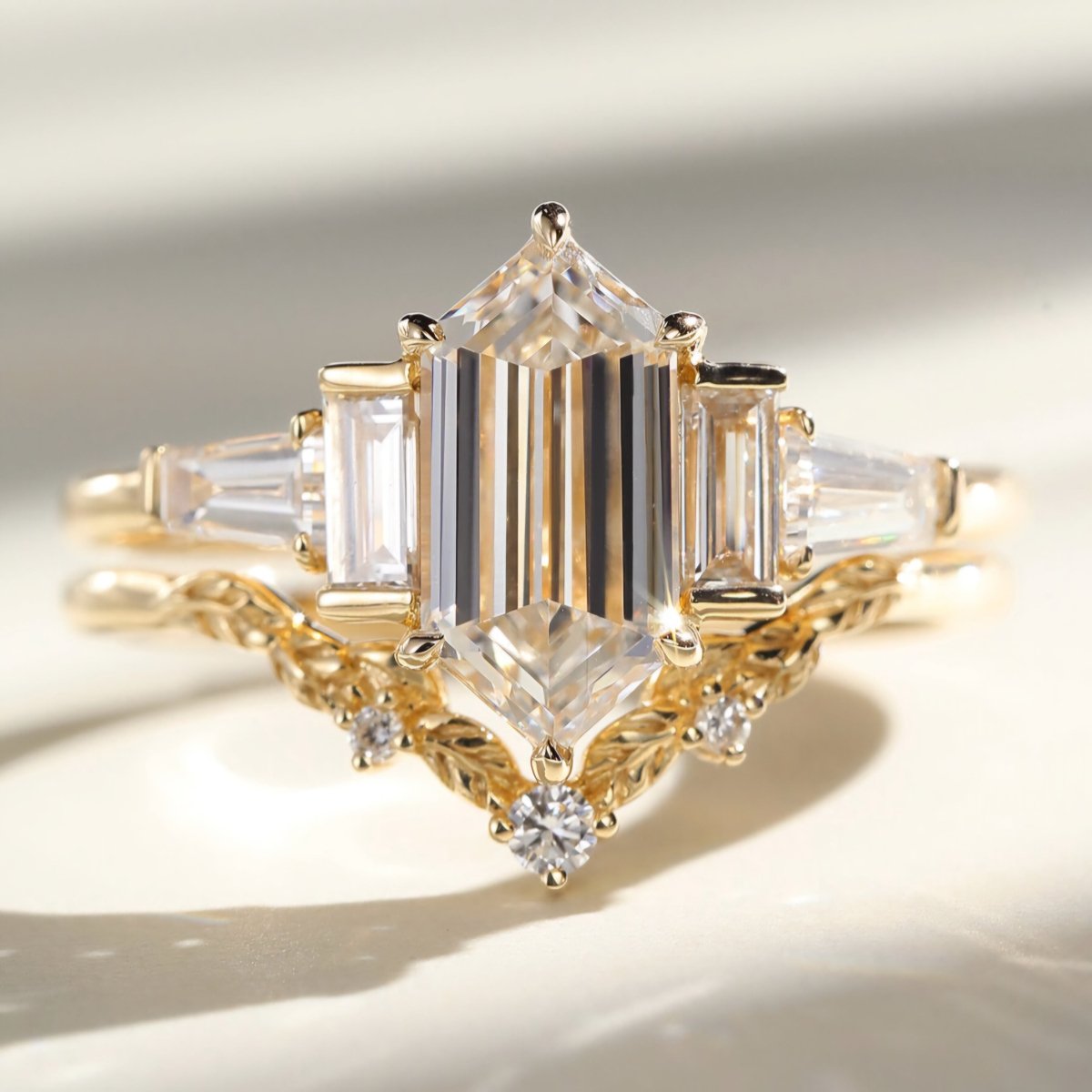 2.5 CT Moissanite Hexagon Bridal Unique Engagement Wedding Ring Set - Kazara Diam