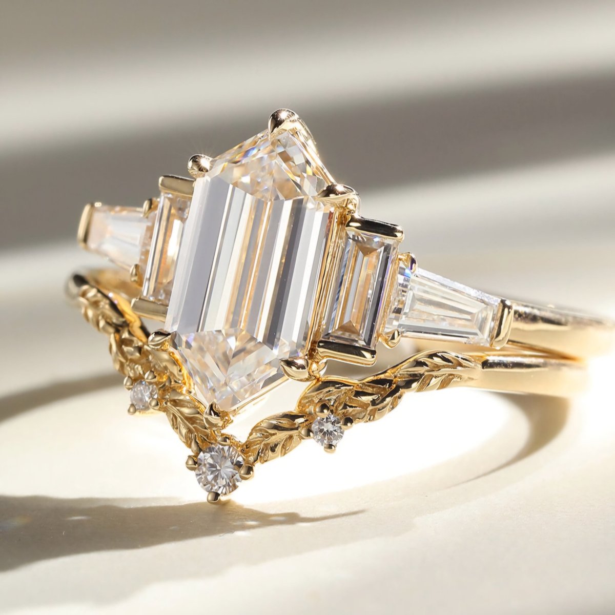2.5 CT Moissanite Hexagon Bridal Unique Engagement Wedding Ring Set - Kazara Diam