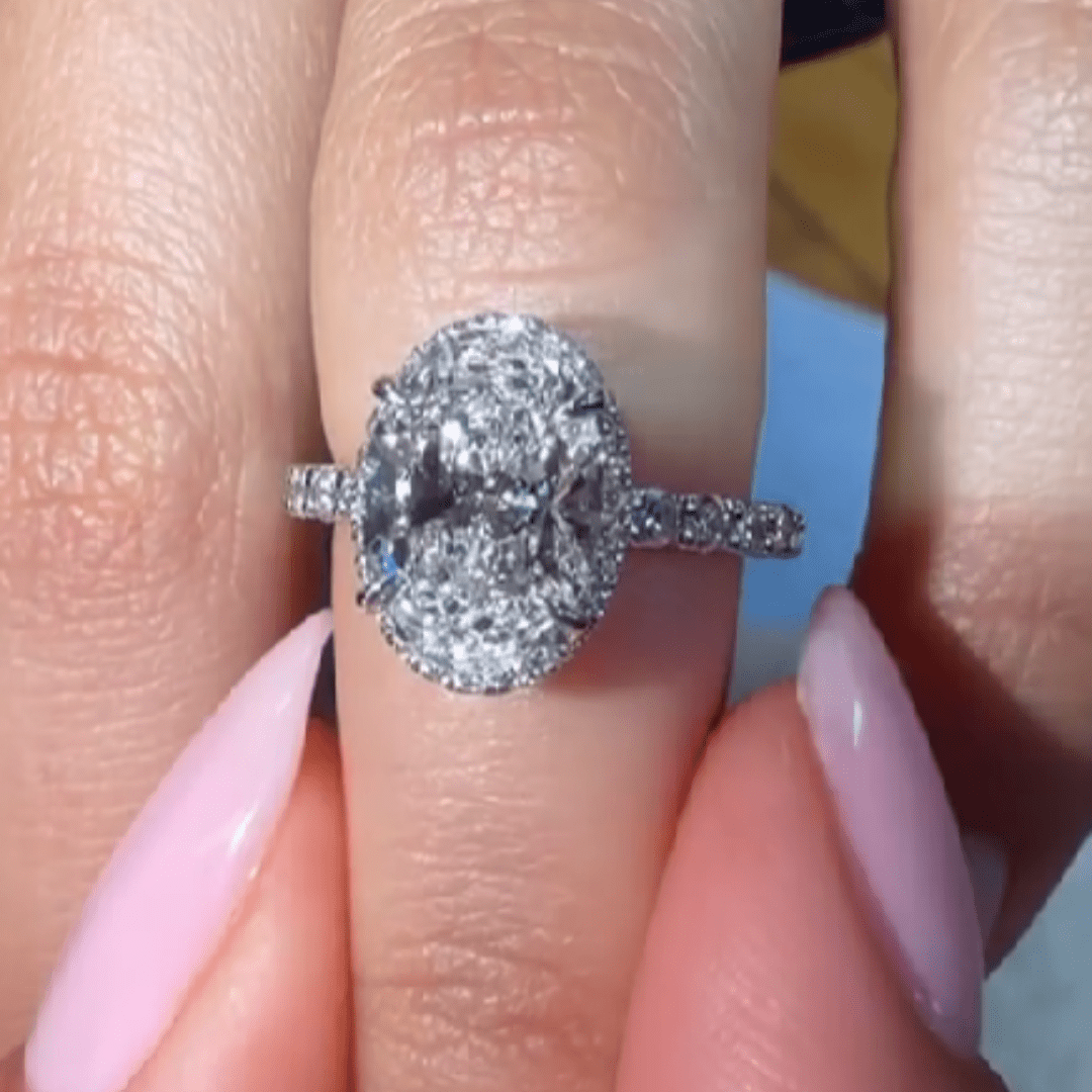 2.5 CT Oval Cut Moissanite Engagement Ring Halo Wedding Anniversary Design - Kazara Diam