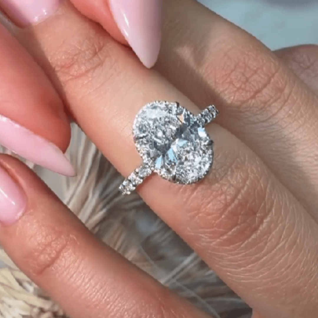 2.5 CT Oval Cut Moissanite Engagement Ring Halo Wedding Anniversary Design - Kazara Diam