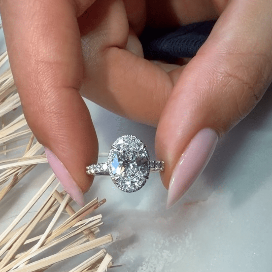 2.5 CT Oval Cut Moissanite Engagement Ring Halo Wedding Anniversary Design - Kazara Diam