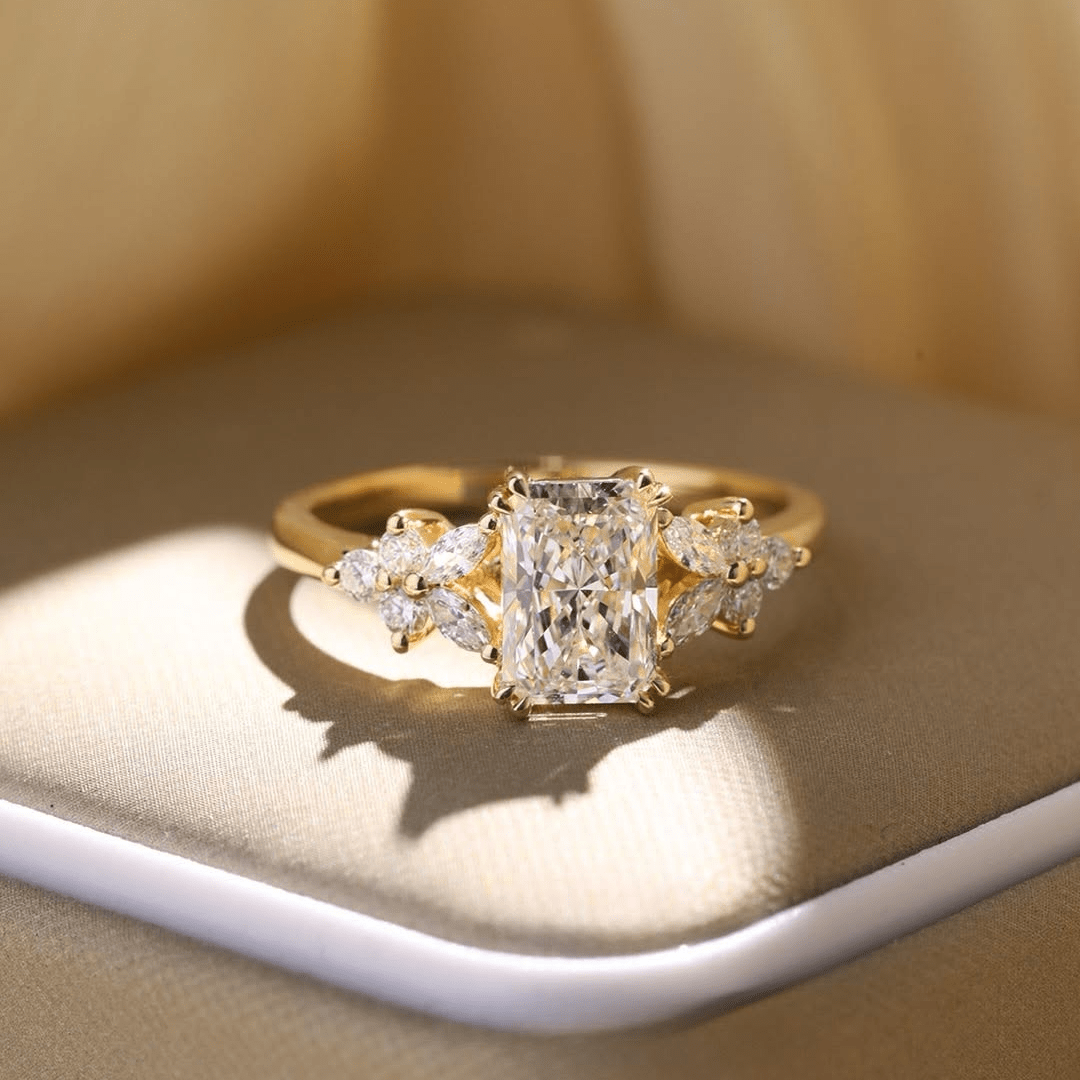 2.5 CT Radiant Cut Moissanite Unique Engagement Wedding Anniversary Ring - Kazara Diam