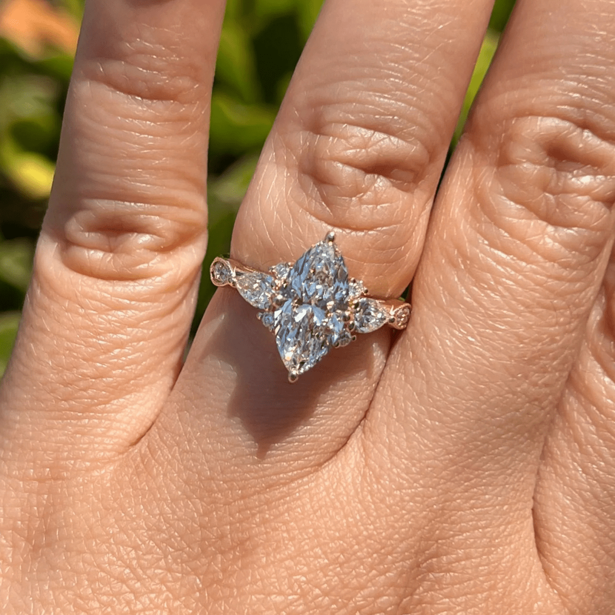 2.5 CT Unique Floral Marquise Cut Moissanite Engagement Wedding Ring - Kazara Diam