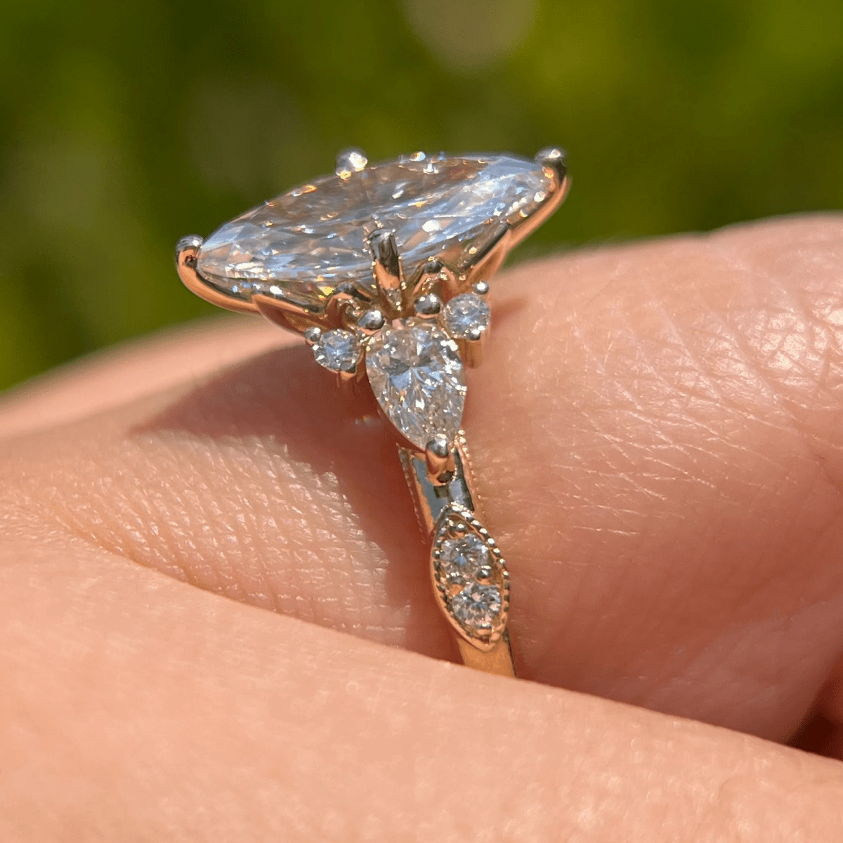 2.5 CT Unique Floral Marquise Cut Moissanite Engagement Wedding Ring - Kazara Diam
