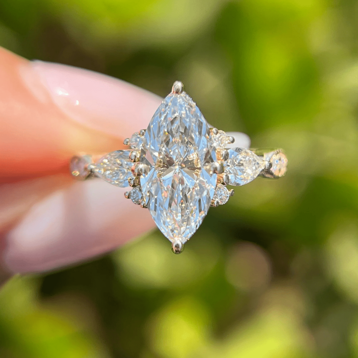 2.5 CT Unique Floral Marquise Cut Moissanite Engagement Wedding Ring - Kazara Diam