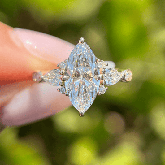 2.5 CT Unique Floral Marquise Cut Moissanite Engagement Wedding Ring - Kazara Diam