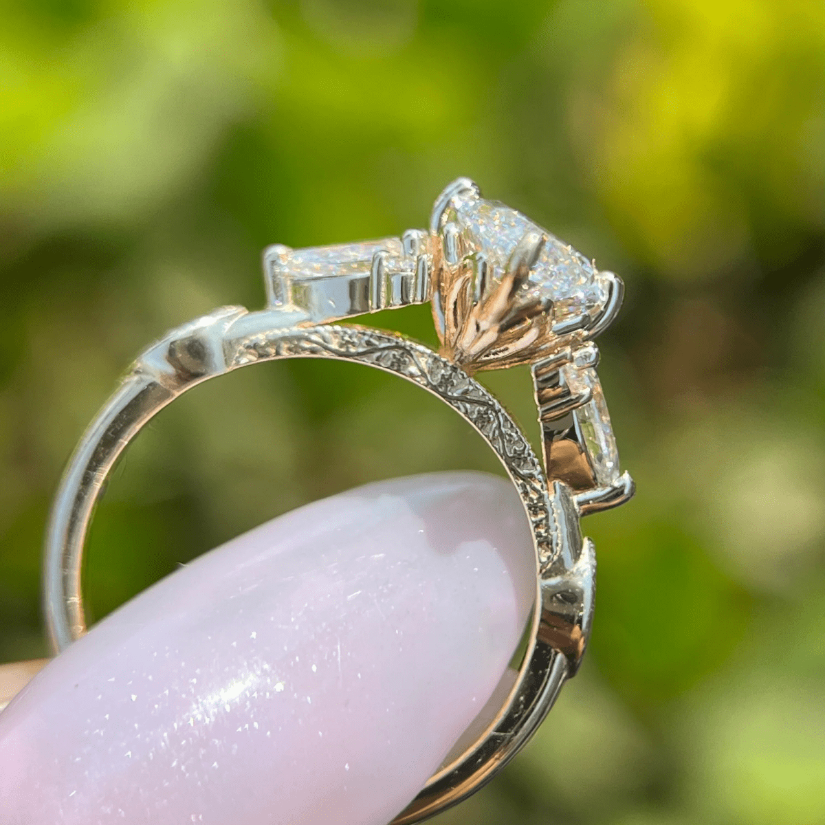 2.5 CT Unique Floral Marquise Cut Moissanite Engagement Wedding Ring - Kazara Diam